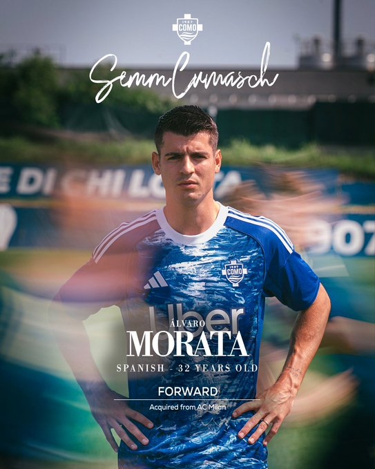 附带强制买断条款！官方：32岁莫拉塔租借加盟科莫